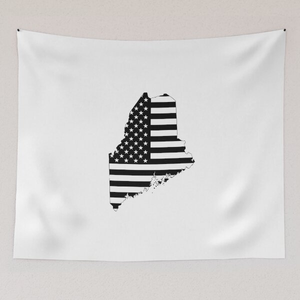 Item preview, Maine USA Flag Silhouette – Stars and Stripes State Outline designed and sold by Paper Drip.