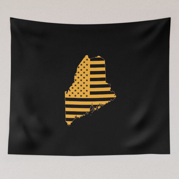 Item preview, Maine USA Flag Silhouette – Stars and Stripes State Outline designed and sold by Paper Drip.