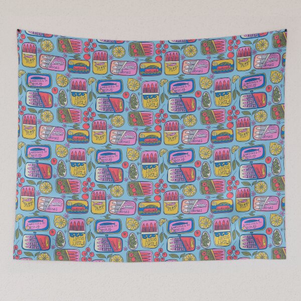 Item preview, Copy of Retro sardines tin canned pattern vintage food illustration  designed and sold by Kimmygowland.