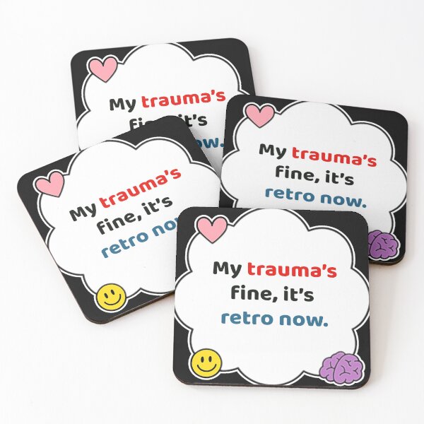 Item preview, Coping Humor – Trauma Is Retro Now – Gift for Therapy Friends – Cute Soft Sticker designed and sold by JacobKAurumhead.