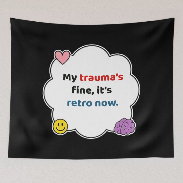 Item preview, Coping Humor – Trauma Is Retro Now – Gift for Therapy Friends – Cute Soft Sticker designed and sold by JacobKAurumhead.