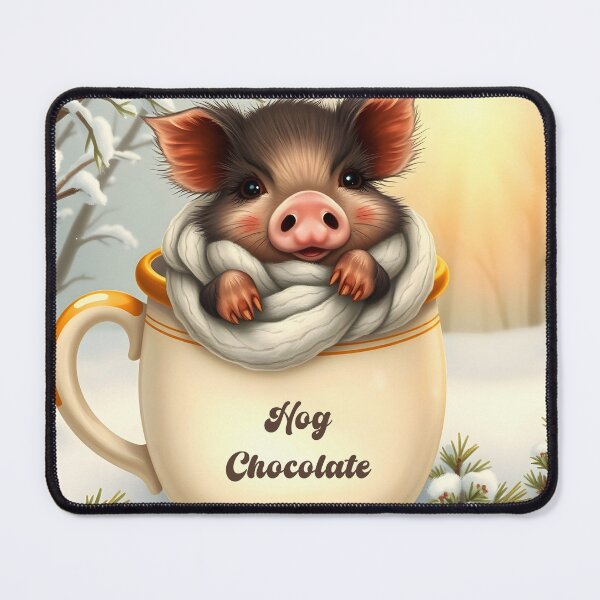 Item preview, Hog Chocolate – Cute Wild Boar in a Mug on Snowy Place designed and sold by EmeraldeaArt.