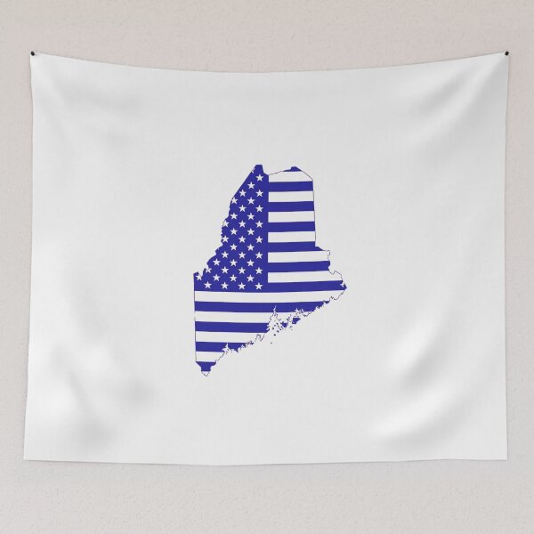 Item preview, Maine USA Flag Silhouette – Stars and Stripes State Outline designed and sold by Paper Drip.