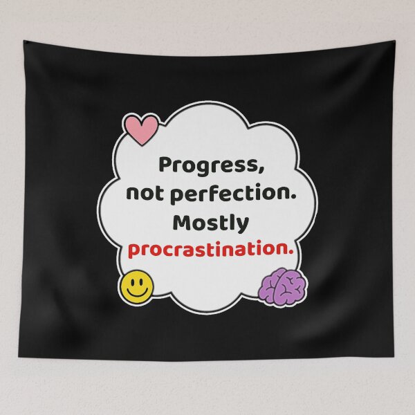 Item preview, Coping Humor – Progress Not Perfection – Gift for Procrastinators – Cute Soft Sticker designed and sold by JacobKAurumhead.