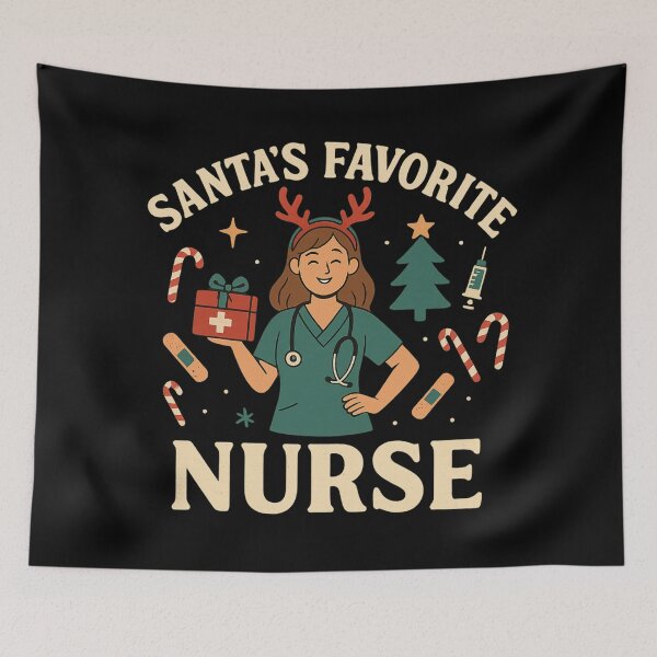 Item preview, Santa’s Favorite Nurse – Funny Christmas Nurse Shirt, Cute Holiday Gift for Healthcare Workers designed and sold by AddictiveDesign.