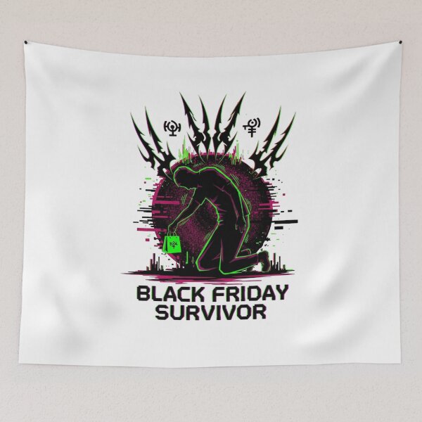 Item preview, Black Friday Survivor Tee | Cyber Sigilism Glitch Y2K Aesthetic | Anti Consumerism Exhaustion Shirt designed and sold by Design_Your_Day.
