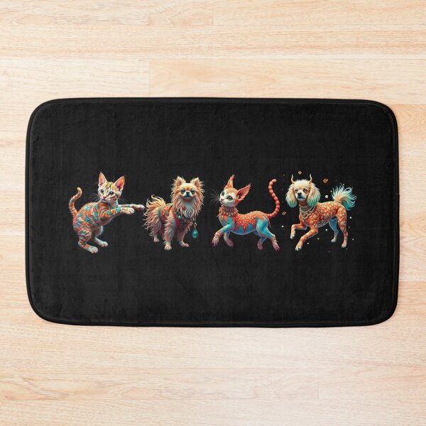 Item preview, Happy Cats and Dogs Surrealistic Pattern designed and sold by flashARTstudio.
