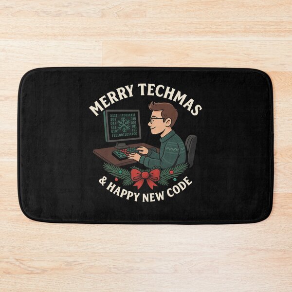 Item preview, Merry Techmas & Happy New Code – Funny Christmas Programmer Shirt for Coders and Developers designed and sold by AddictiveDesign.