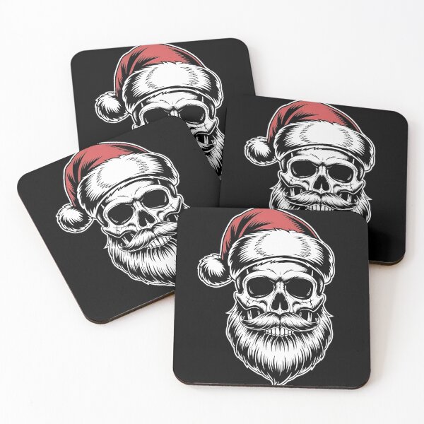 Item preview, Dark Skull Wearing Santa Claus Hat designed and sold by Bone & Blade.