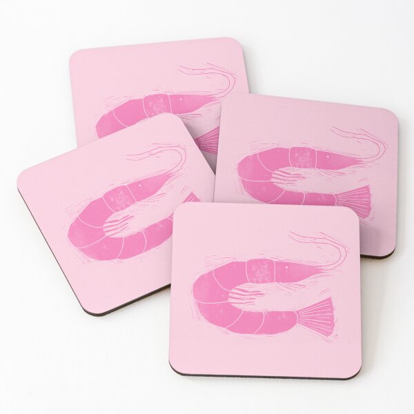 Item preview, Shrimp prawn seafood pink block print style designed and sold by Kimmygowland.