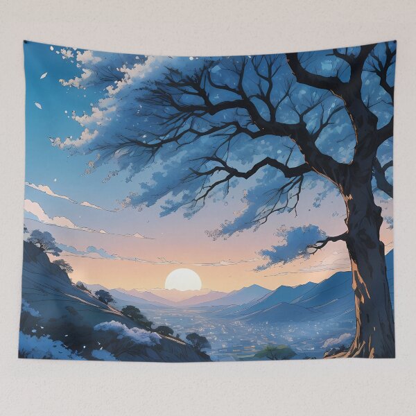 Item preview, Blue Cherry Blossom at the Cliff's Edge designed and sold by HorizonHues.