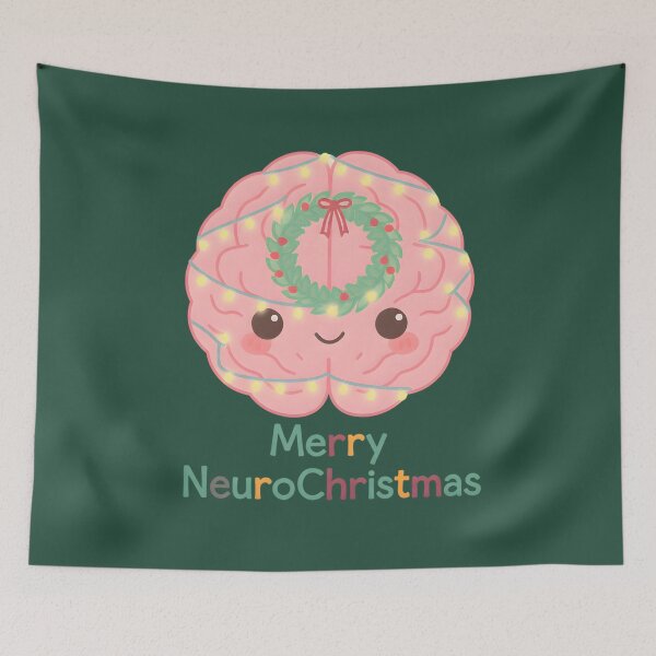 Item preview, Merry NeuroChristmas | Cute Kawaii Brain Christmas Art, Funny Neuroscience Gift for Brain Lovers and Mental Health Fans designed and sold by PureBrain.