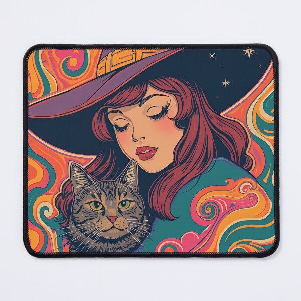 Item preview, Rainbow Hair Witch Cat designed and sold by Vintage City.