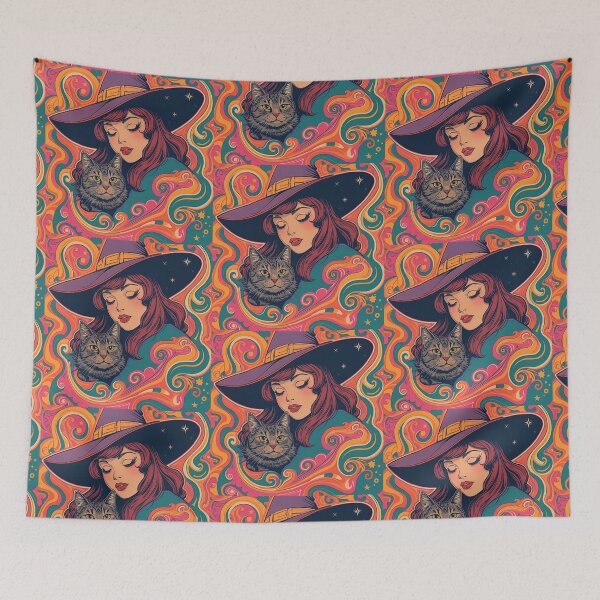 Item preview, Rainbow Hair Witch Cat designed and sold by Vintage City.