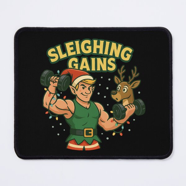 Item preview, Sleighing Gains – Funny Christmas Gym Shirt, Fitness Holiday Workout Gift designed and sold by AddictiveDesign.