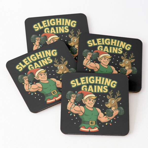 Item preview, Sleighing Gains – Funny Christmas Gym Shirt, Fitness Holiday Workout Gift designed and sold by AddictiveDesign.