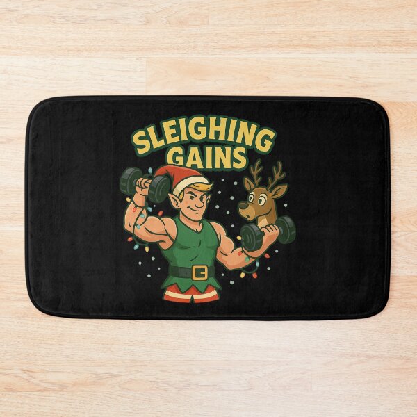 Item preview, Sleighing Gains – Funny Christmas Gym Shirt, Fitness Holiday Workout Gift designed and sold by AddictiveDesign.