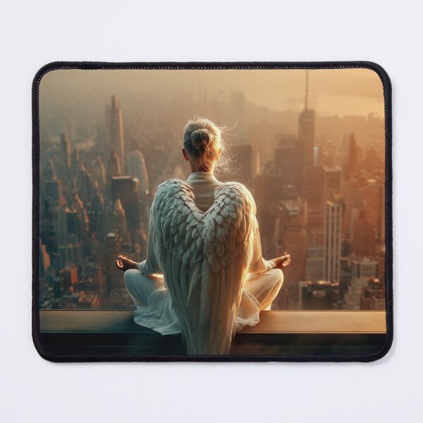 Item preview, Greatness Begins with Stillness – Angelic City Meditation Art designed and sold by VisionaryVeils.