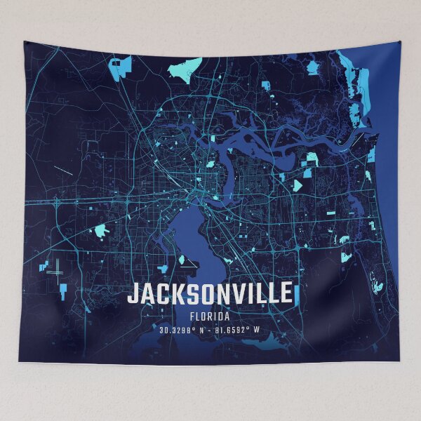 Item preview, Jacksonville Midnight City Map designed and sold by HomeLivingCo.