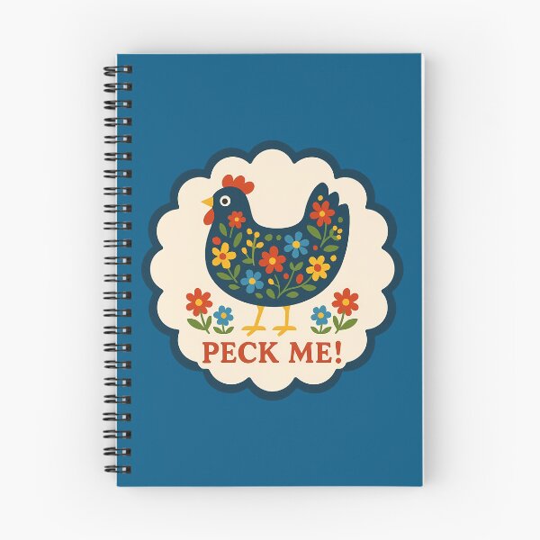 Item preview, Peck Me Hen – Cheerful Red and Navy Scandinavian Folk Art by heidiannemorris © designed and sold by FOLK ART FUSION.