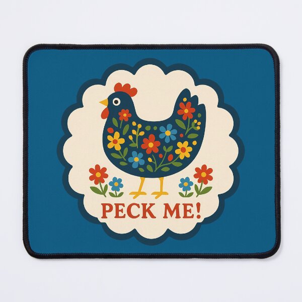 Item preview, Peck Me Hen – Cheerful Red and Navy Scandinavian Folk Art by heidiannemorris © designed and sold by FOLK ART FUSION by heidiannemorris.