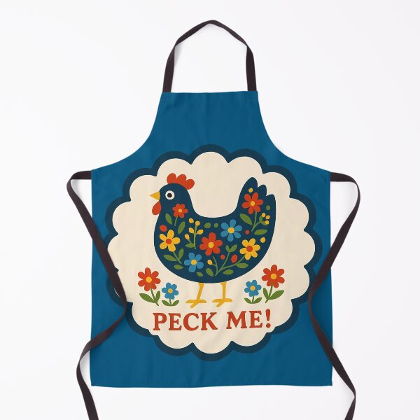 Item preview, Peck Me Hen – Cheerful Red and Navy Scandinavian Folk Art by heidiannemorris © designed and sold by FOLK ART FUSION by heidiannemorris.