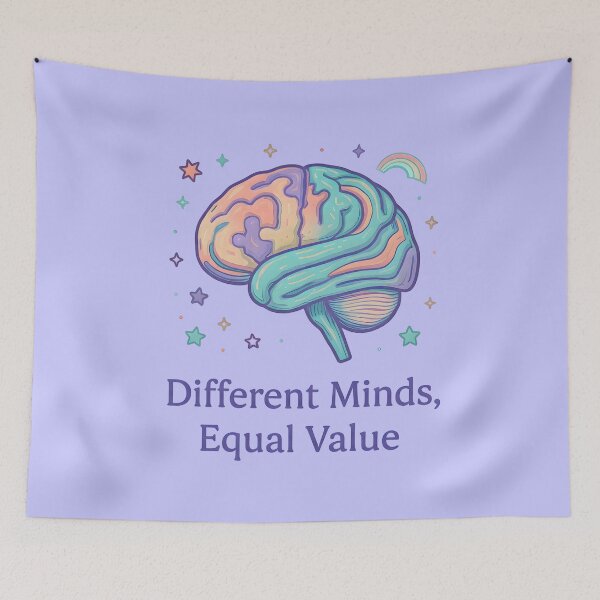 Item preview, Neurodiversity | Different Minds Equal Value – Neurodiversity Inclusive Pastel Brain Design designed and sold by PureBrain.