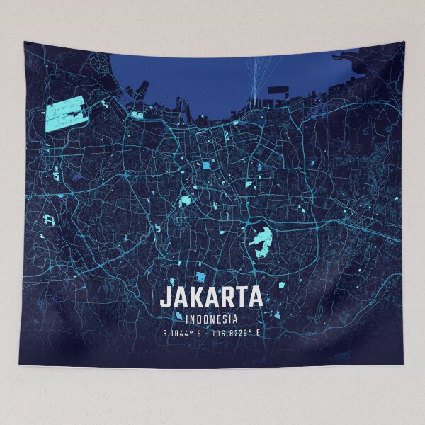 Item preview, Jakarta Midnight City Map designed and sold by HomeLivingCo.