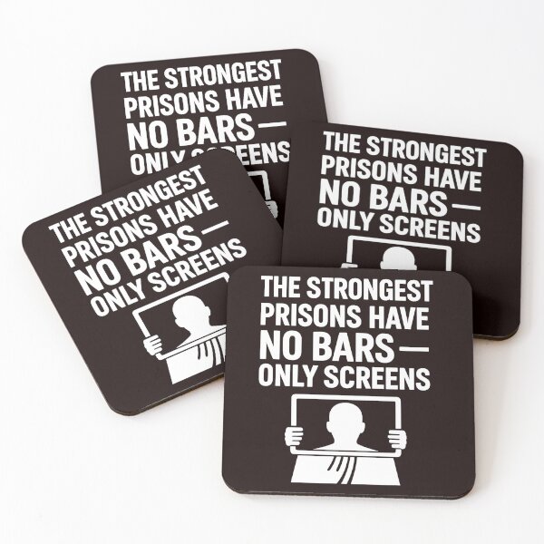 Item preview, The Strongest Prisons Have No Bars — Only Screens | Black & White Manifesto  designed and sold by Les-Ink-Studio.