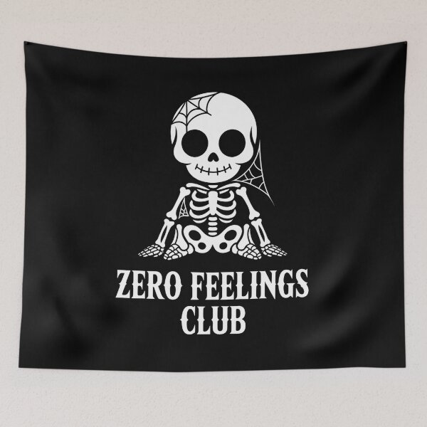Item preview, Zero Feelings Club – Cute Skeleton with Cobwebs designed and sold by CalmDownZone ⭐️⭐️⭐️⭐️⭐️.