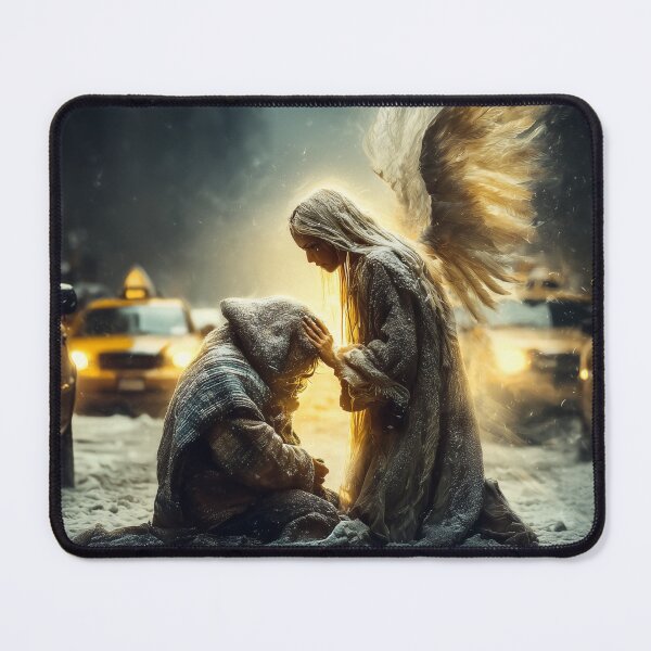 Item preview, Kindness is the Quietest Form of Power – Angel in Winter Street Scene designed and sold by VisionaryVeils.