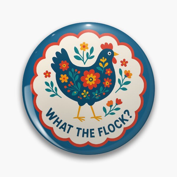 Item preview, What the Flock Hen – Bold Navy and Red Scandinavian Folk Art by heidiannemorris © designed and sold by FOLK ART FUSION by heidiannemorris.