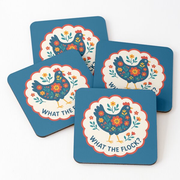 Item preview, What the Flock Hen – Bold Navy and Red Scandinavian Folk Art by heidiannemorris © designed and sold by FOLK ART FUSION by heidiannemorris.