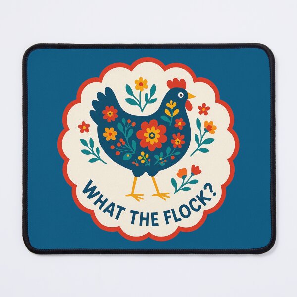 Item preview, What the Flock Hen – Bold Navy and Red Scandinavian Folk Art by heidiannemorris © designed and sold by FOLK ART FUSION by heidiannemorris.