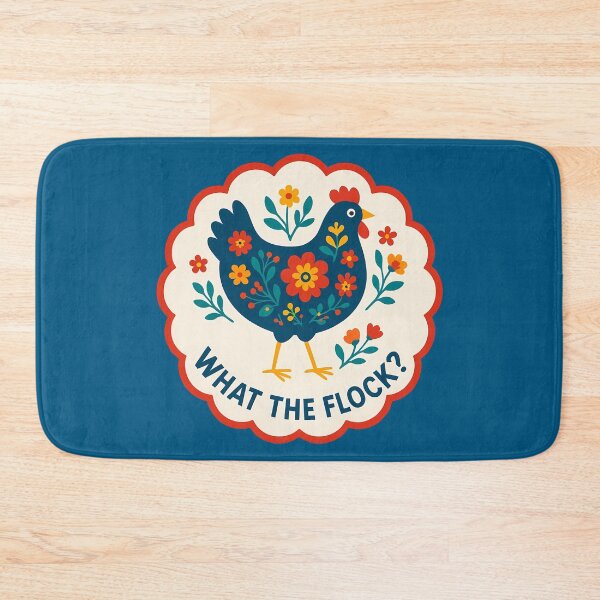 Item preview, What the Flock Hen – Bold Navy and Red Scandinavian Folk Art by heidiannemorris © designed and sold by FOLK ART FUSION by heidiannemorris.