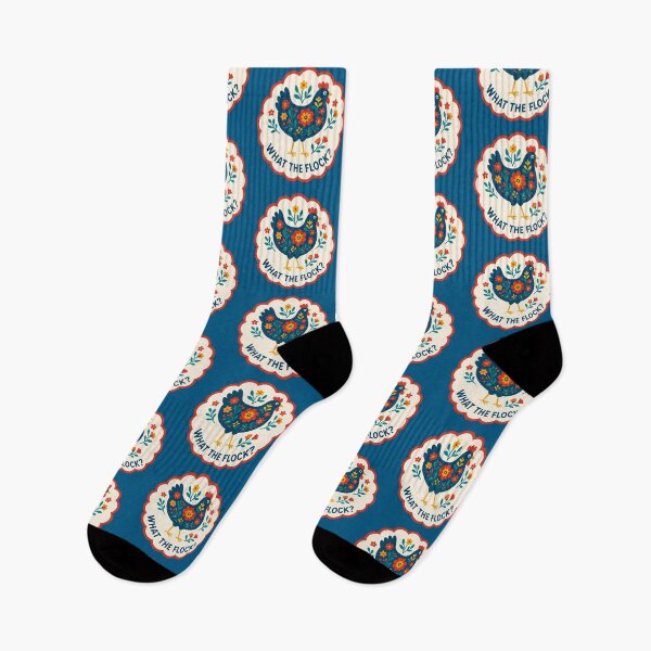 Item preview, What the Flock Hen – Bold Navy and Red Scandinavian Folk Art by heidiannemorris © designed and sold by FOLK ART FUSION by heidiannemorris.