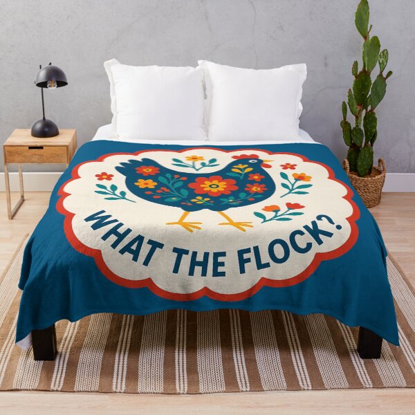 Item preview, What the Flock Hen – Bold Navy and Red Scandinavian Folk Art by heidiannemorris © designed and sold by FOLK ART FUSION by heidiannemorris.