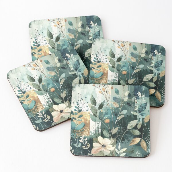 Item preview, Contemporary Cubism: Teal Botanical designed and sold by J Marielle Designs.