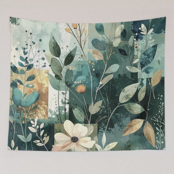 Item preview, Contemporary Cubism: Teal Botanical designed and sold by J Marielle Designs.