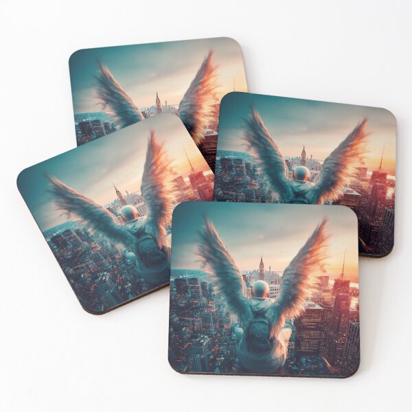 Item preview, Peace Is Found Above the Noise – Surreal Angel Overlooking the City designed and sold by VisionaryVeils.