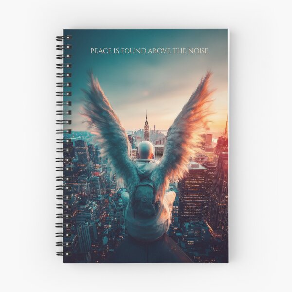 Item preview, Peace Is Found Above the Noise – Surreal Angel Overlooking the City designed and sold by VisionaryVeils.