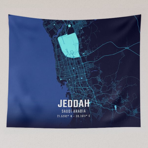Item preview, Jeddah Midnight City Map designed and sold by HomeLivingCo.