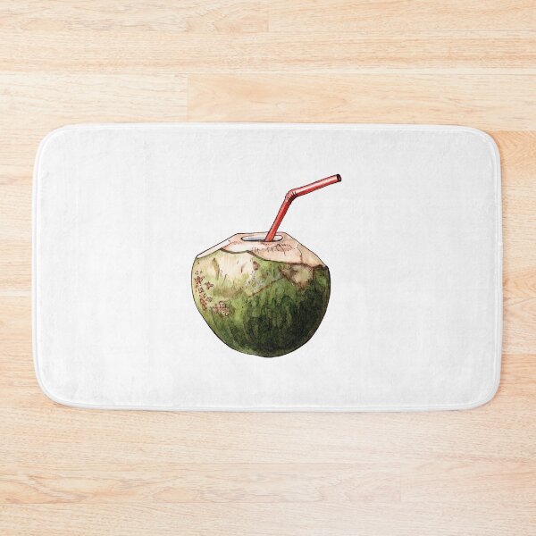 Item preview, Young coconut drink with straw - Watercolor illustration designed and sold by AquarellChill.