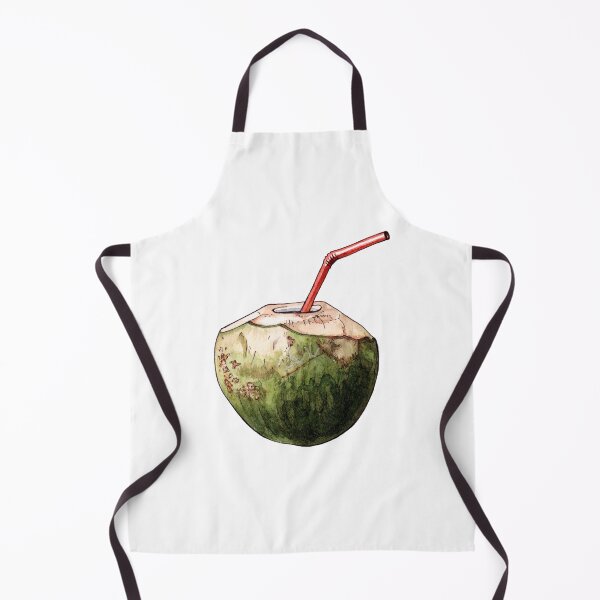 Item preview, Young coconut drink with straw - Watercolor illustration designed and sold by AquarellChill.