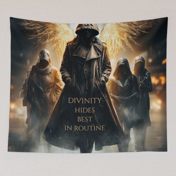 Item preview, Divinity Hides Best in Routine – Urban Angel in a Trench Coat designed and sold by VisionaryVeils.