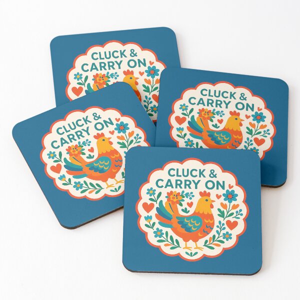 Item preview, Cluck and Carry On Hen – Bright Orange and Teal Scandinavian Folk Art by heidiannemorris © designed and sold by FOLK ART FUSION by heidiannemorris.
