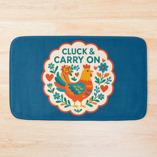 Item preview, Cluck and Carry On Hen – Bright Orange and Teal Scandinavian Folk Art by heidiannemorris © designed and sold by FOLK ART FUSION by heidiannemorris.