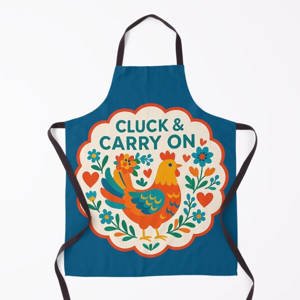 Item preview, Cluck and Carry On Hen – Bright Orange and Teal Scandinavian Folk Art by heidiannemorris © designed and sold by FOLK ART FUSION by heidiannemorris.