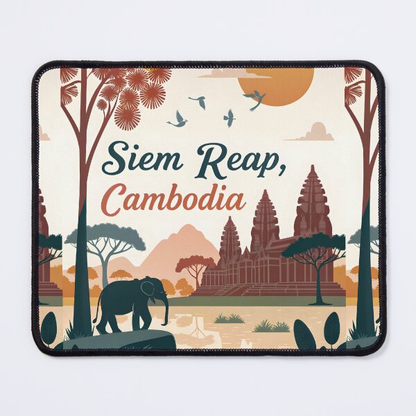 Item preview, Siem Reap Sunset Travel Poster – Cambodia Temple Art Print designed and sold by Witsprings.