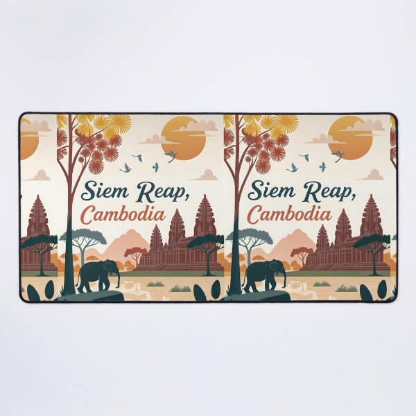 Item preview, Siem Reap Sunset Travel Poster – Cambodia Temple Art Print designed and sold by Witsprings.